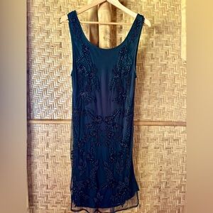 ASOS Petite Elegant Black Sleeveless beaded embroidered Dress size 6